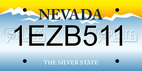 1EZB511 Nevada License Plate
