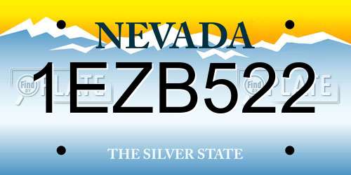 1EZB522 Nevada License Plate