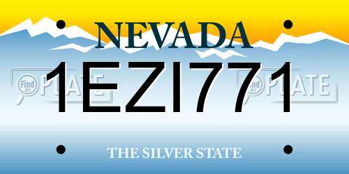 1EZI771 Nevada License Plate