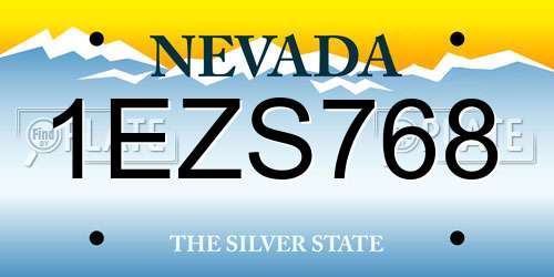 1EZS768 Nevada License Plate