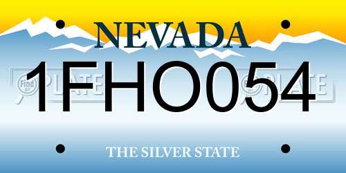 1FHO054 Nevada License Plate