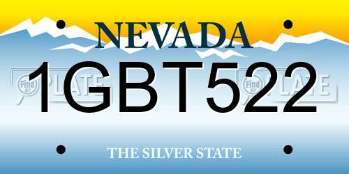 1GBT522 Nevada License Plate