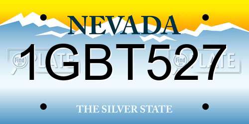 1GBT527 Nevada License Plate