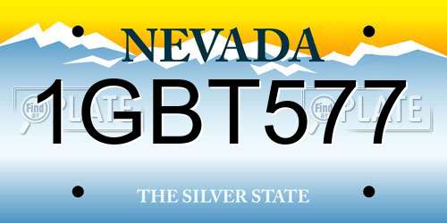 1GBT577 Nevada License Plate