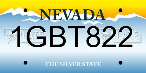 1GBT822 Nevada License Plate