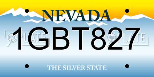 1GBT827 Nevada License Plate