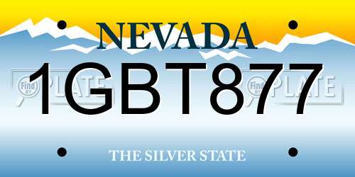 1GBT877 Nevada License Plate