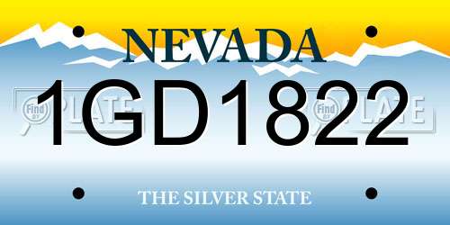 1GD1822 Nevada License Plate