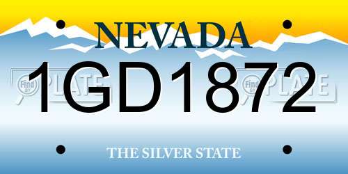 1GD1872 Nevada License Plate