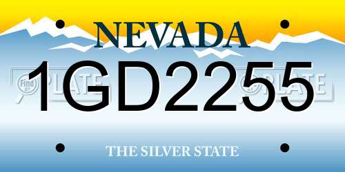1GD2255 Nevada License Plate