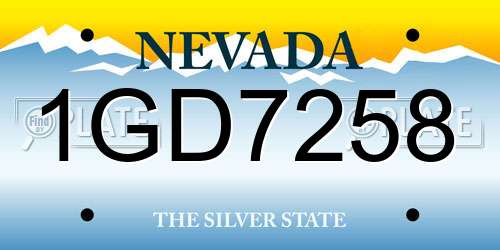 1GD7258 Nevada License Plate