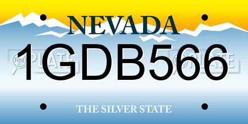 1GDB566 Nevada License Plate