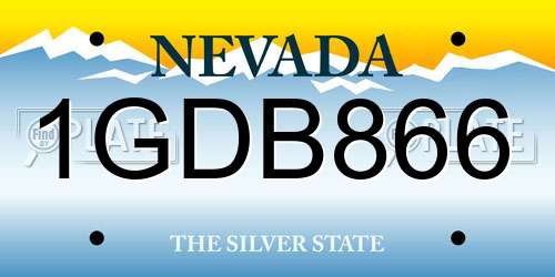 1GDB866 Nevada License Plate