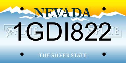 1GDI822 Nevada License Plate