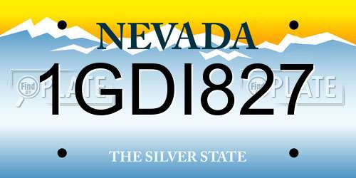 1GDI827 Nevada License Plate