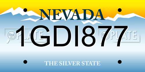 1GDI877 Nevada License Plate