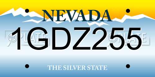 1GDZ255 Nevada License Plate