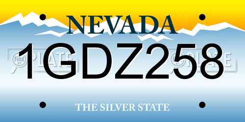 1GDZ258 Nevada License Plate