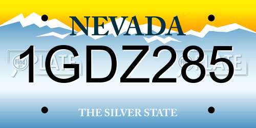 1GDZ285 Nevada License Plate