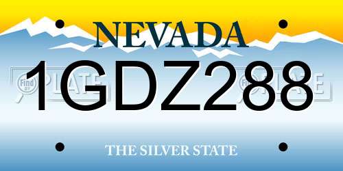 1GDZ288 Nevada License Plate