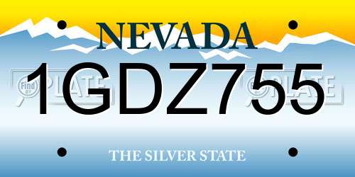 1GDZ755 Nevada License Plate