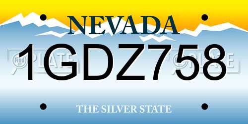 1GDZ758 Nevada License Plate