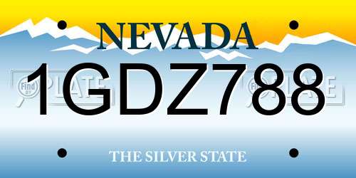 1GDZ788 Nevada License Plate