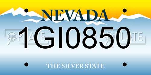 1GI0850 Nevada License Plate