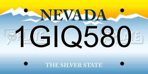 1GIQ580 Nevada License Plate