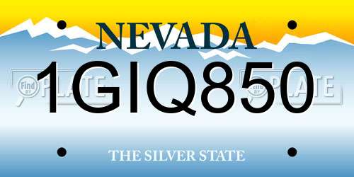 1GIQ850 Nevada License Plate