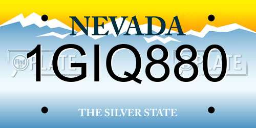 1GIQ880 Nevada License Plate