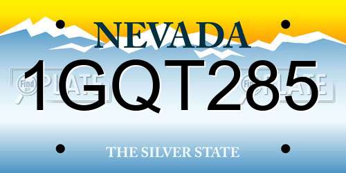 1GQT285 Nevada License Plate