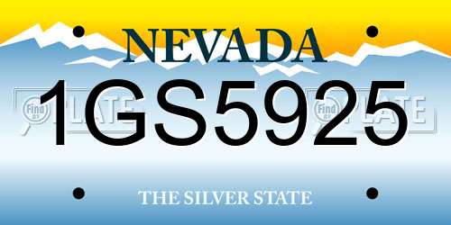 1GS5925 Nevada License Plate