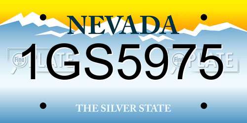 1GS5975 Nevada License Plate
