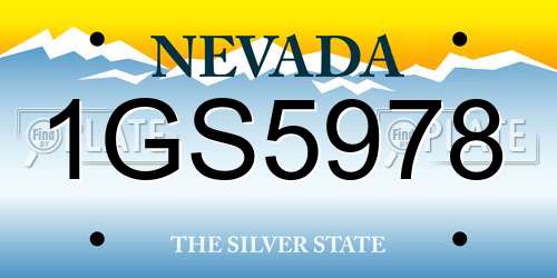 1GS5978 Nevada License Plate