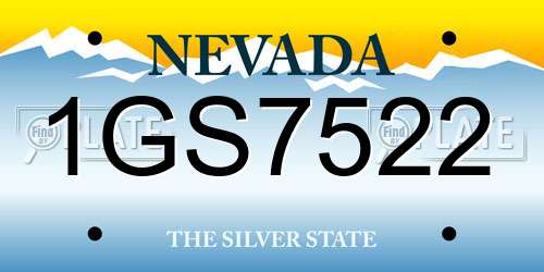 1GS7522 Nevada License Plate