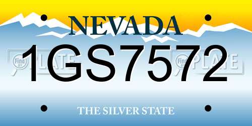 1GS7572 Nevada License Plate