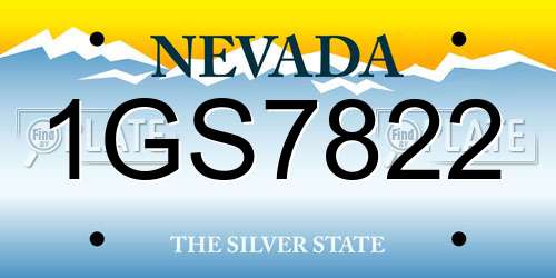 1GS7822 Nevada License Plate