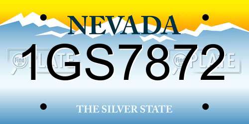1GS7872 Nevada License Plate