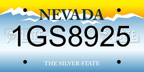 1GS8925 Nevada License Plate