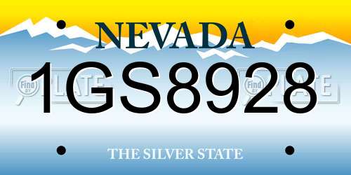 1GS8928 Nevada License Plate