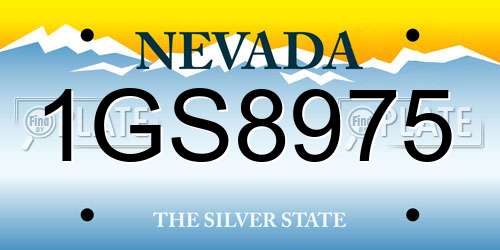 1GS8975 Nevada License Plate