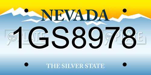 1GS8978 Nevada License Plate
