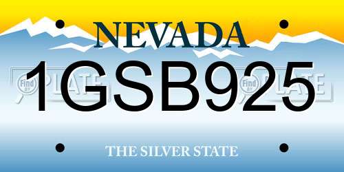 1GSB925 Nevada License Plate