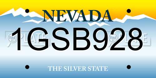 1GSB928 Nevada License Plate