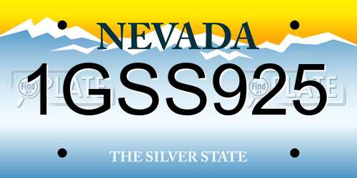 1GSS925 Nevada License Plate