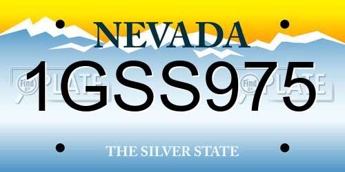 1GSS975 Nevada License Plate