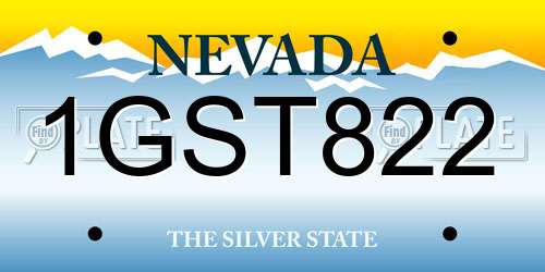 1GST822 Nevada License Plate