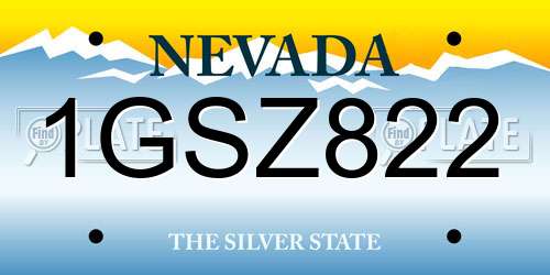 1GSZ822 Nevada License Plate