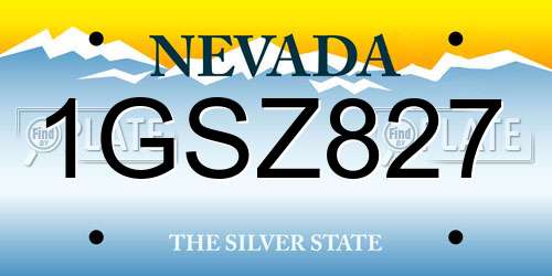 1GSZ827 Nevada License Plate
